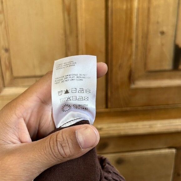 Reformation Elastic Waist Linen Shorts Dark Brown Summer Pull On Size Small - Picture 6 of 7